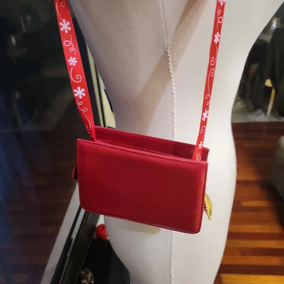 Loewe Red Leather Mini Clutch w/Gold Logo Branded Zipper Pull Charm Clutches & Wristlets